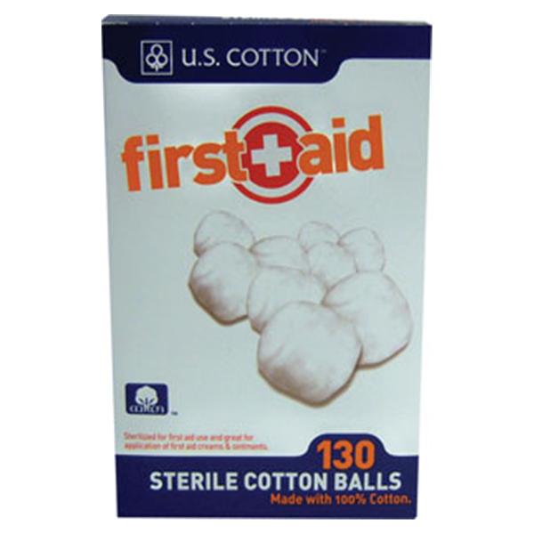 Cotton Ball First Aid Sterile Medium 130/Pk, 24 PK/CA